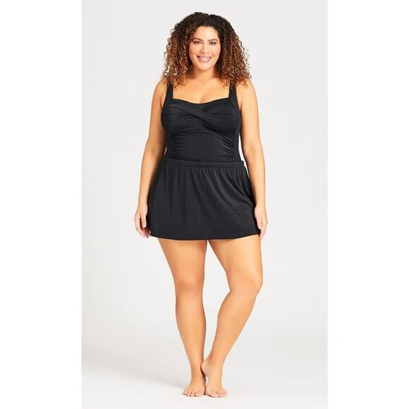 NWT Avenue Swim Skort Skirt Shorts Swim Bottoms Black Women's Plus Size 26W - Picture 4 of 13